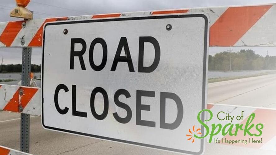Road Closed Sign with City of Sparks logo