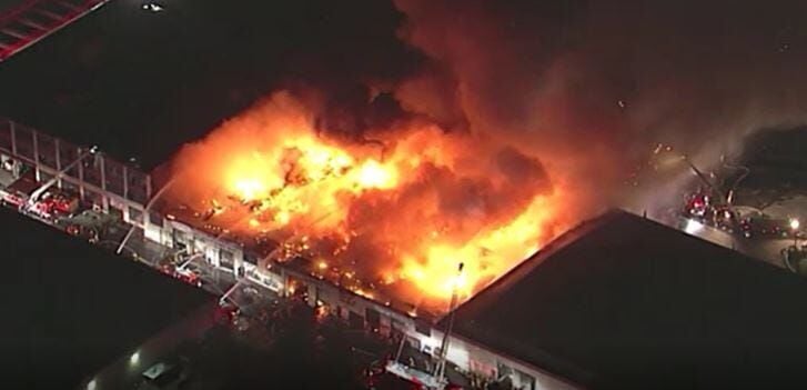 More Than 100 Firefighters Battle Los Angeles Building Blaze