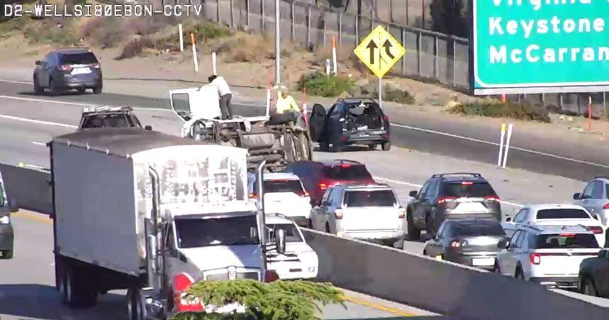 Traffic flowing again after rollover crash on I-80 west near Wells ...