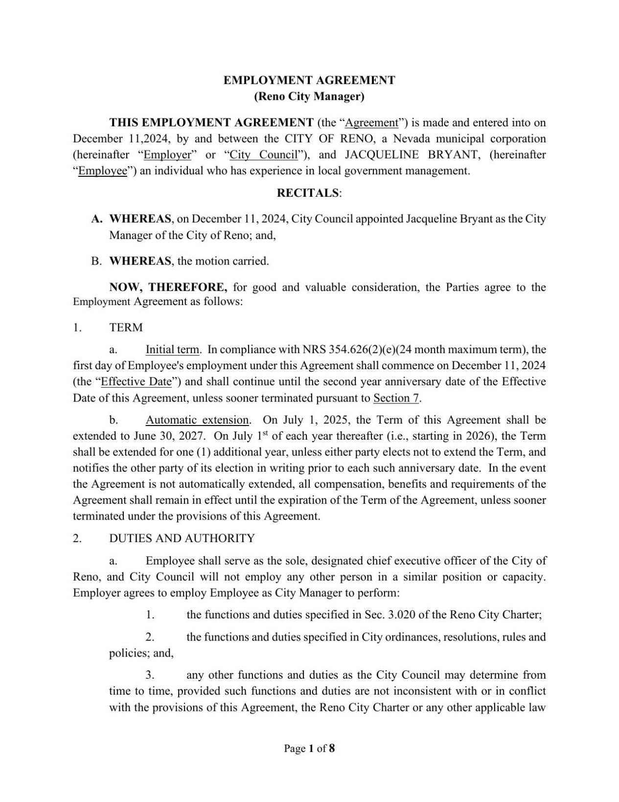 Bryant employment contract