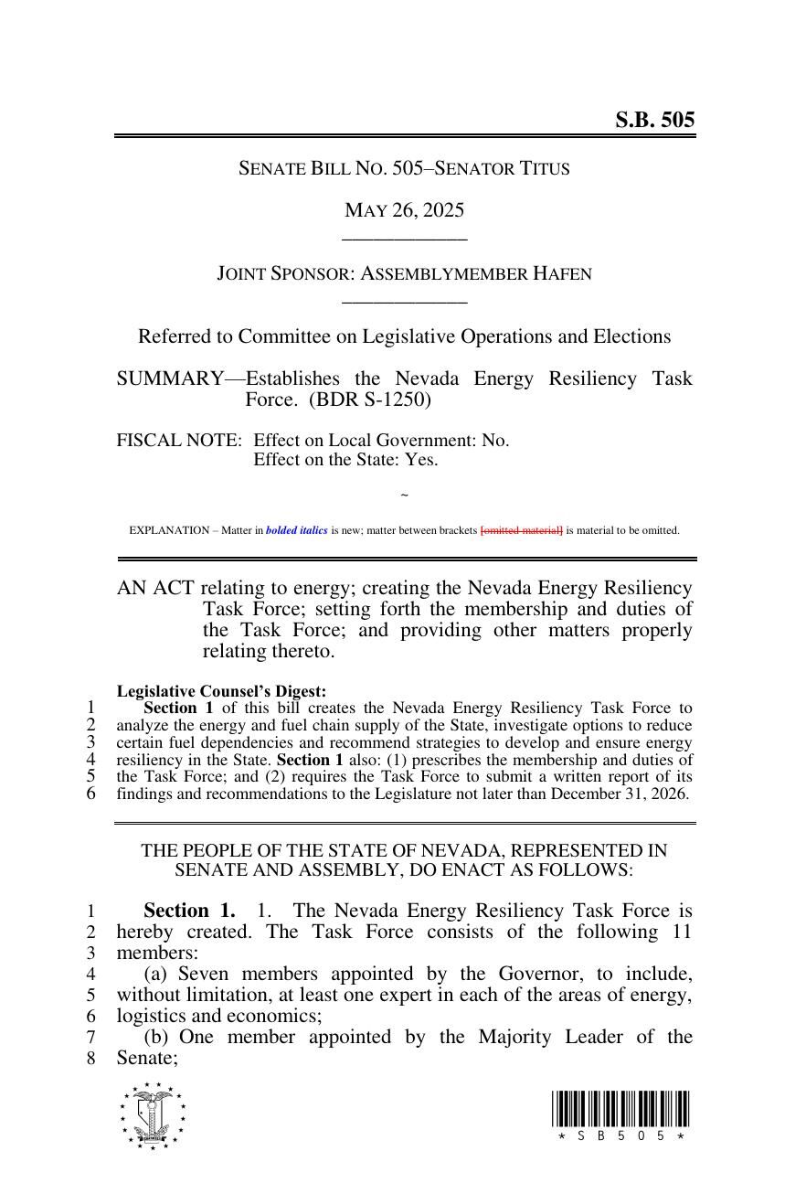 Nevada Senate Bill 505