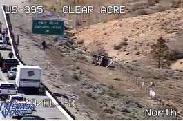 Driver ejected in rollover crash on NB 395, investigation ongoing