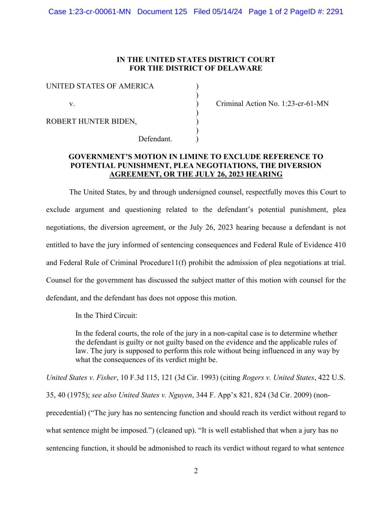 Hunter Biden trial date set