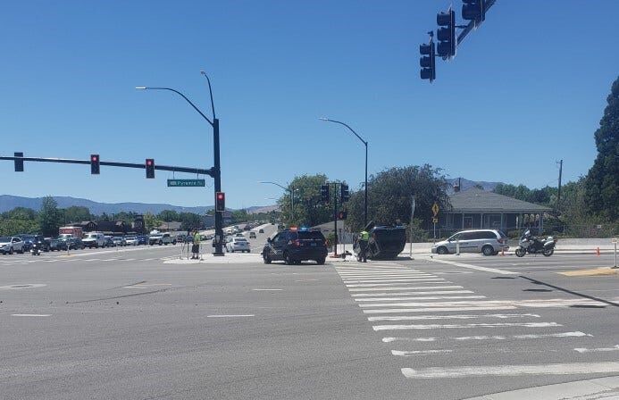 Driver Suffers Minor Injuries After Rollover Crash Near Pyramid Way