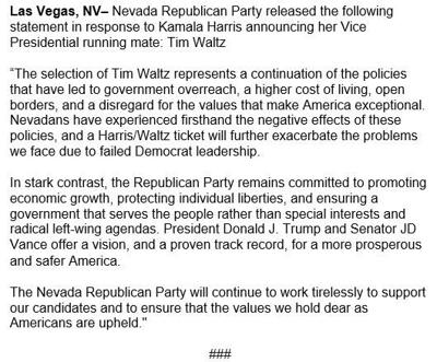Nevada GOP statement