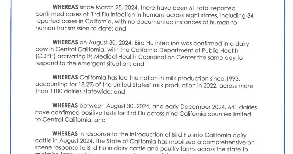 California Governor Newsom declares State of Emergency over bird flu ...
