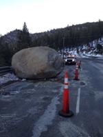 Boulder Rolled Into U.S. 50  Reducing Westbound Travel to One Lane