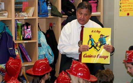 Firefighters Read to Students at Jesse Beck Elementary