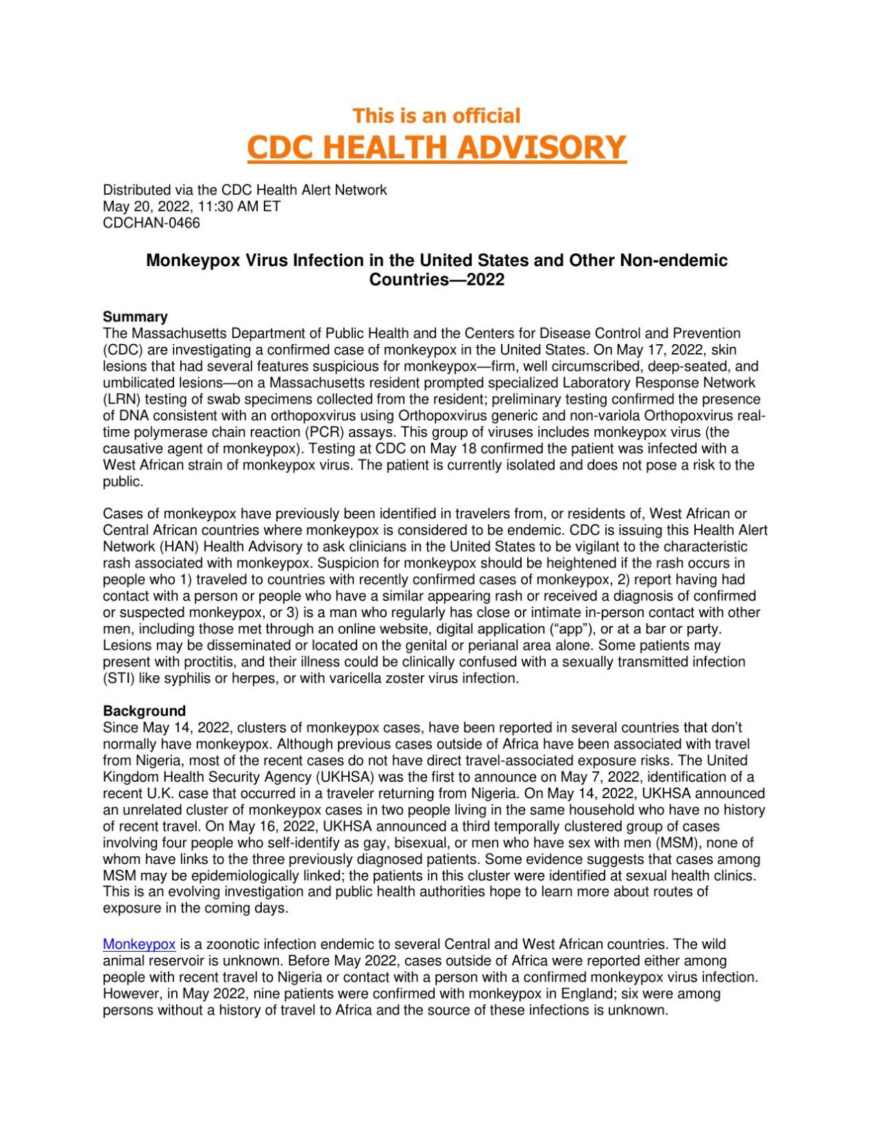 CDC Monkeypox info