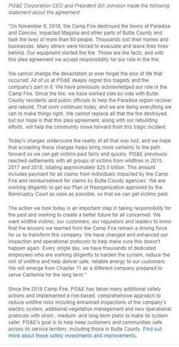PG&E Pleads Guilty to 84 Counts of Manslaughter Over Deadly Camp Fire