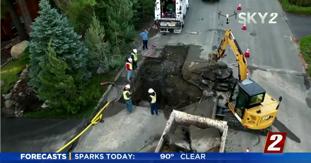 TMWA Crews Working to Fix Large Water Main Break on Mt. Rose Highway ...