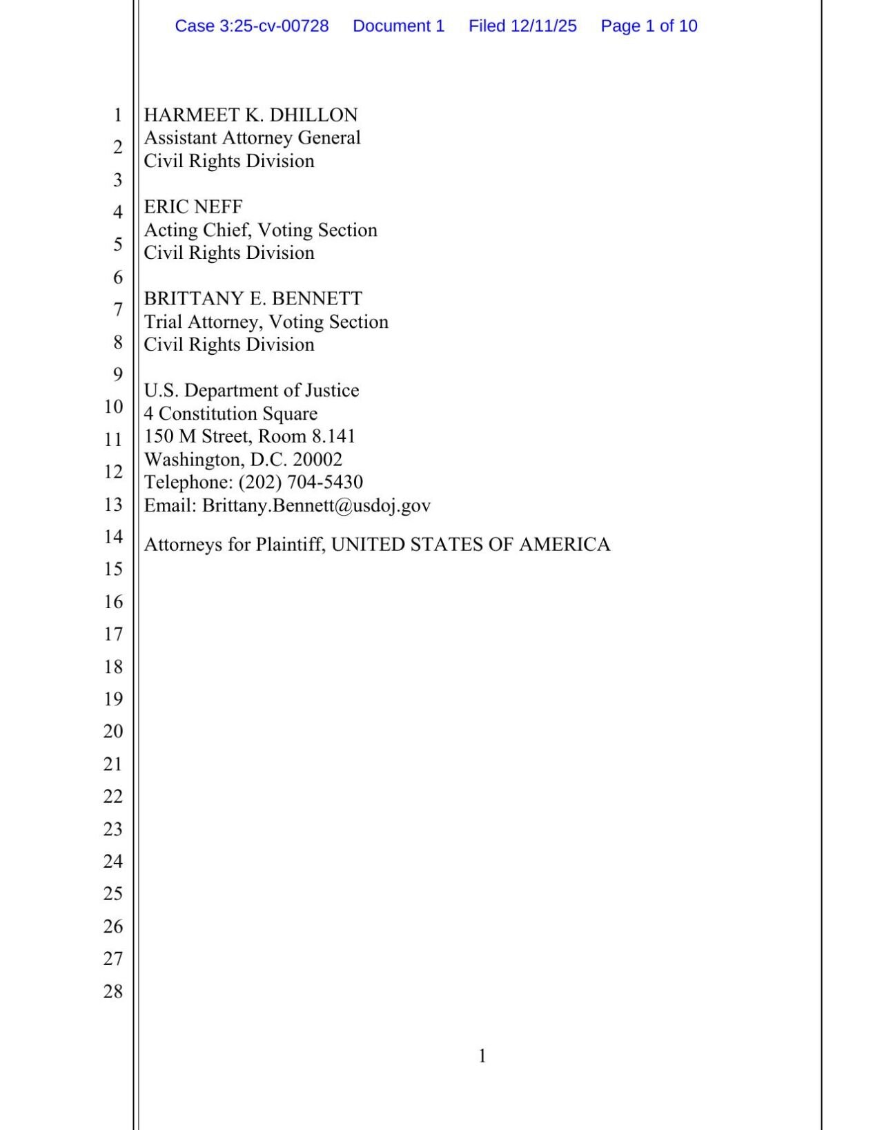 Complaint US vs. Nevada