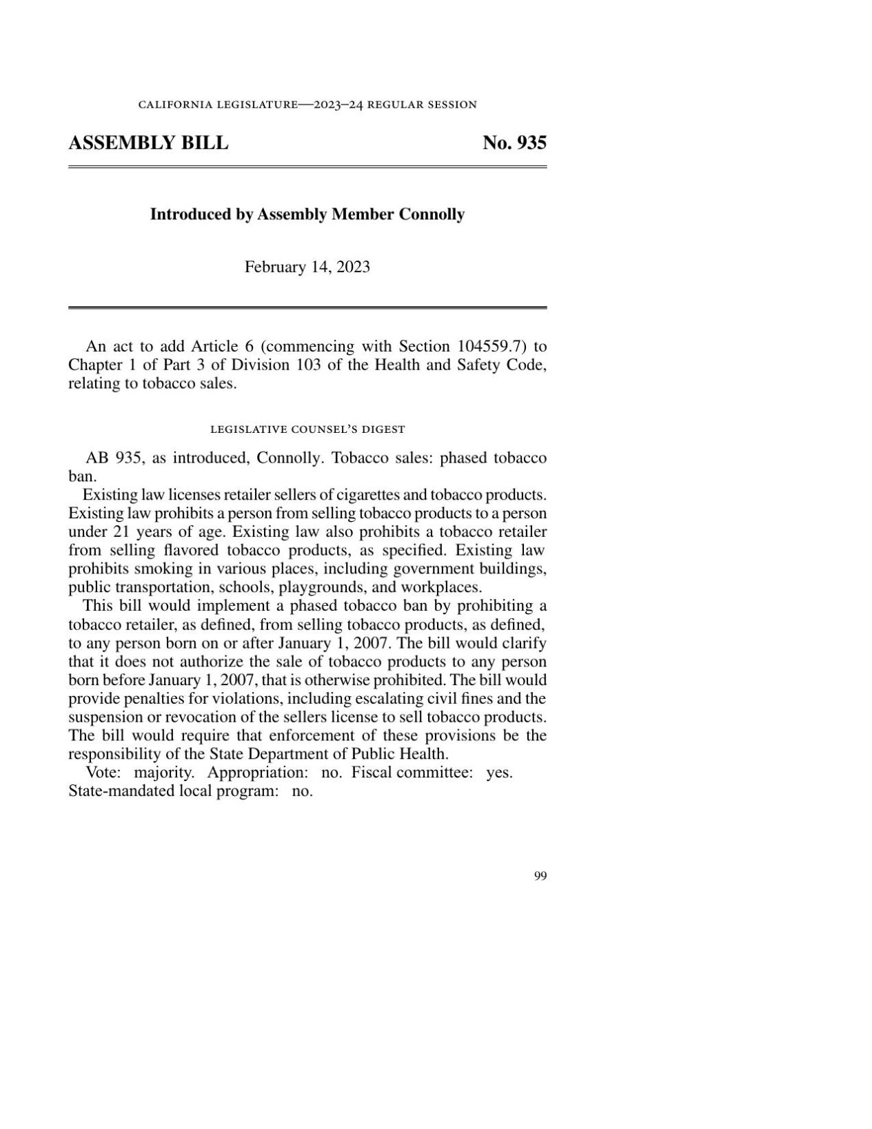 California Assembly Bill 935