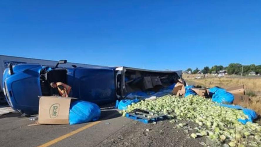 Crash on I-80 near Elko involving a cabbage spill