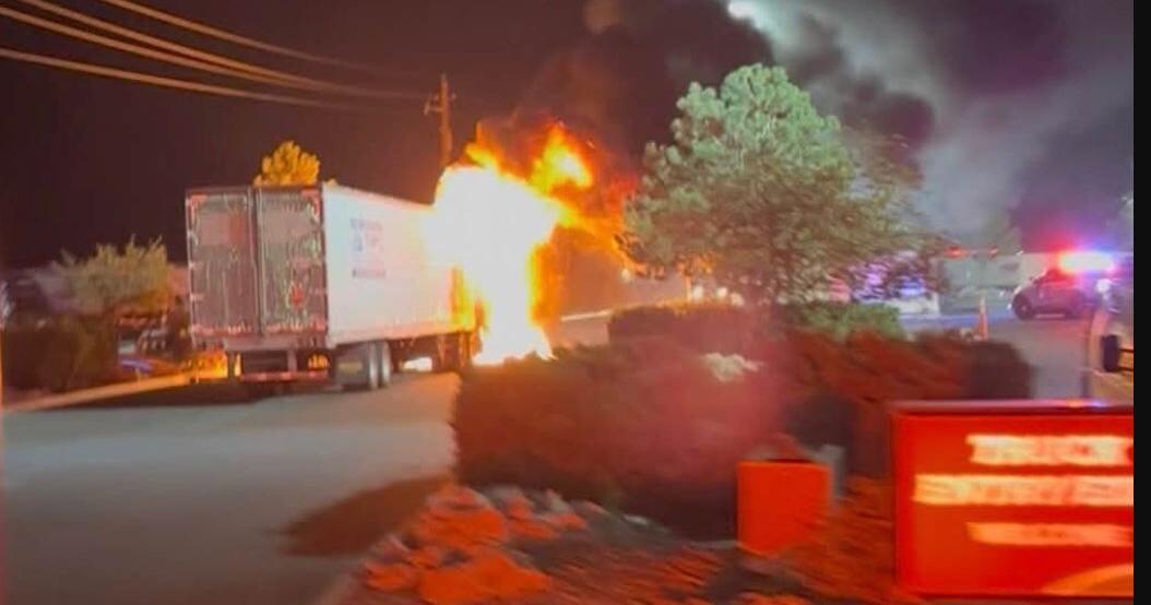 Nobody hurt in Lyon County semi-truck fire | Local News | 2news.com