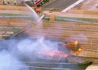 Interstate 15 in Hesperia, California Closes After Bridge Fire