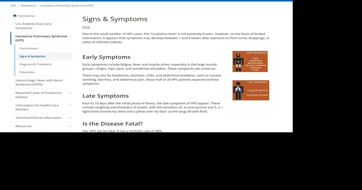 Hantavirus Signs and Symptoms | | 2news.com