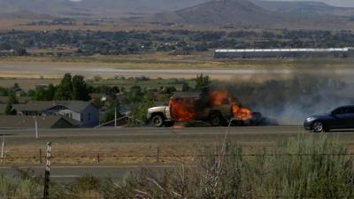 Firefighters Battle Brush Fire Off Highway 395 Near Red Rock