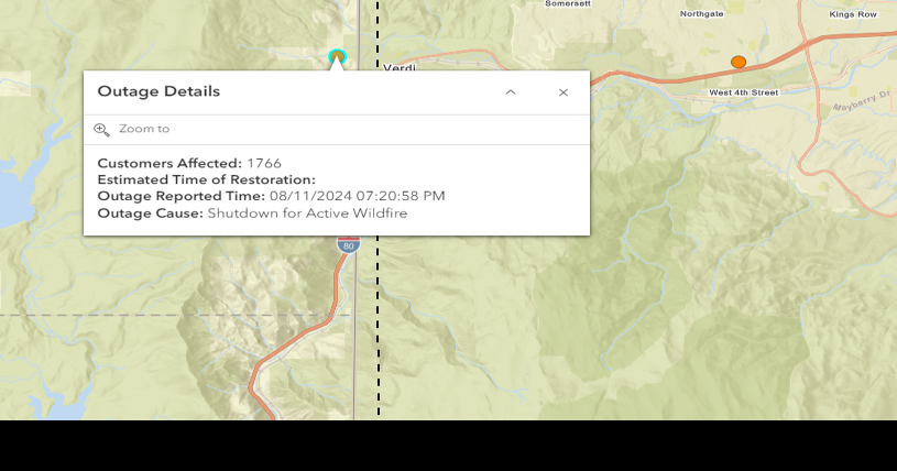 1,700 customers in Verdi without power due to fire at Gold Ranch | Local news