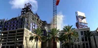 Fire Breaks Out a Collapsed Hard Rock Hotel Site in New Orleans