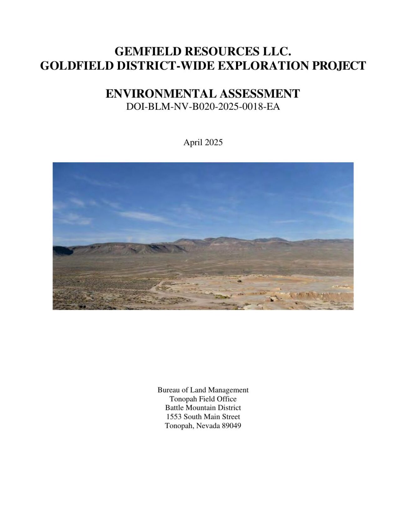 BLM Goldfield mining project