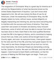 FBI Director Wray says he intends to resign at end of Biden's term in January