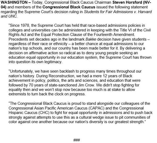 Black Caucus statement