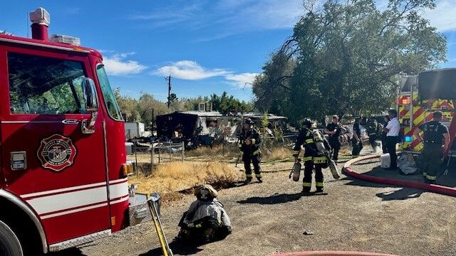 Mobile home fire in Sun Valley