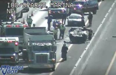 Rollover Crash Slows Traffic on I-80 West Near Sparks Blvd.