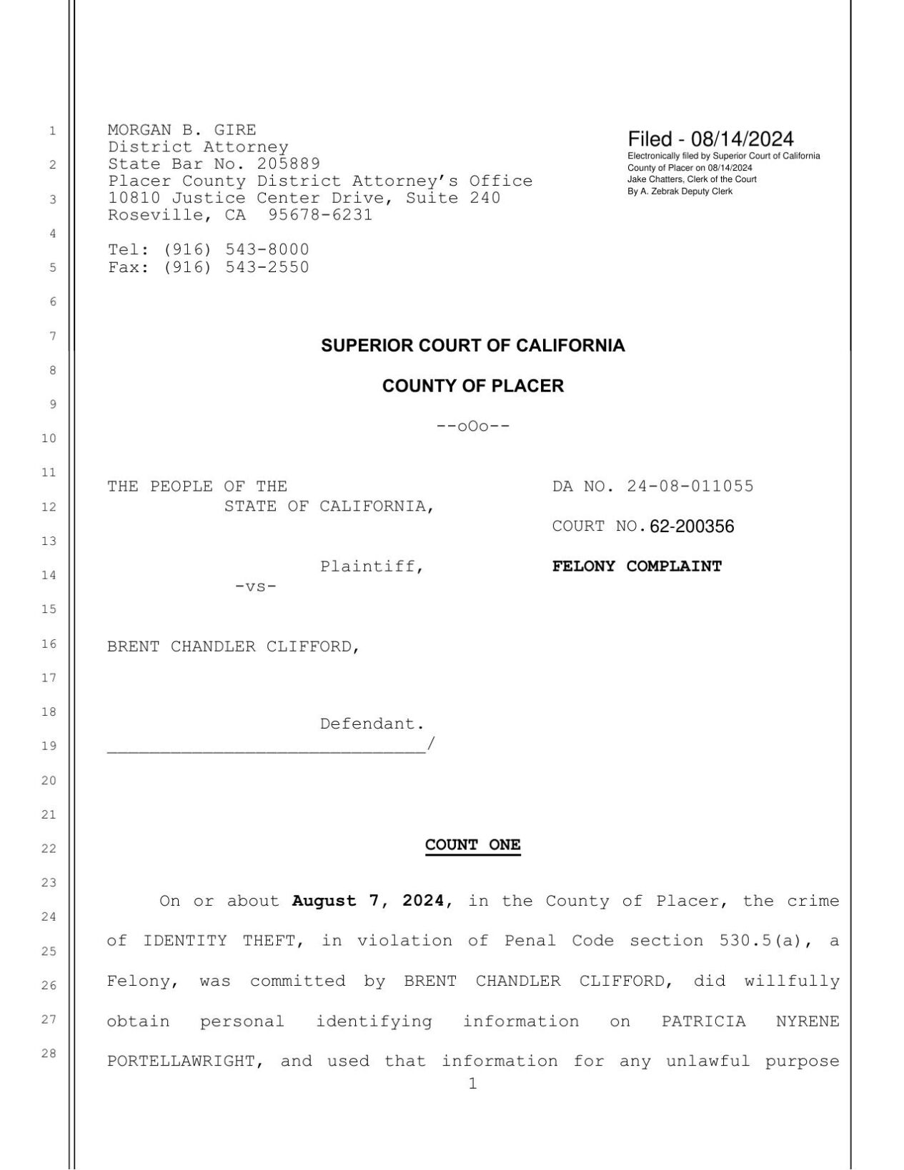 Brent Clifford Court Documents