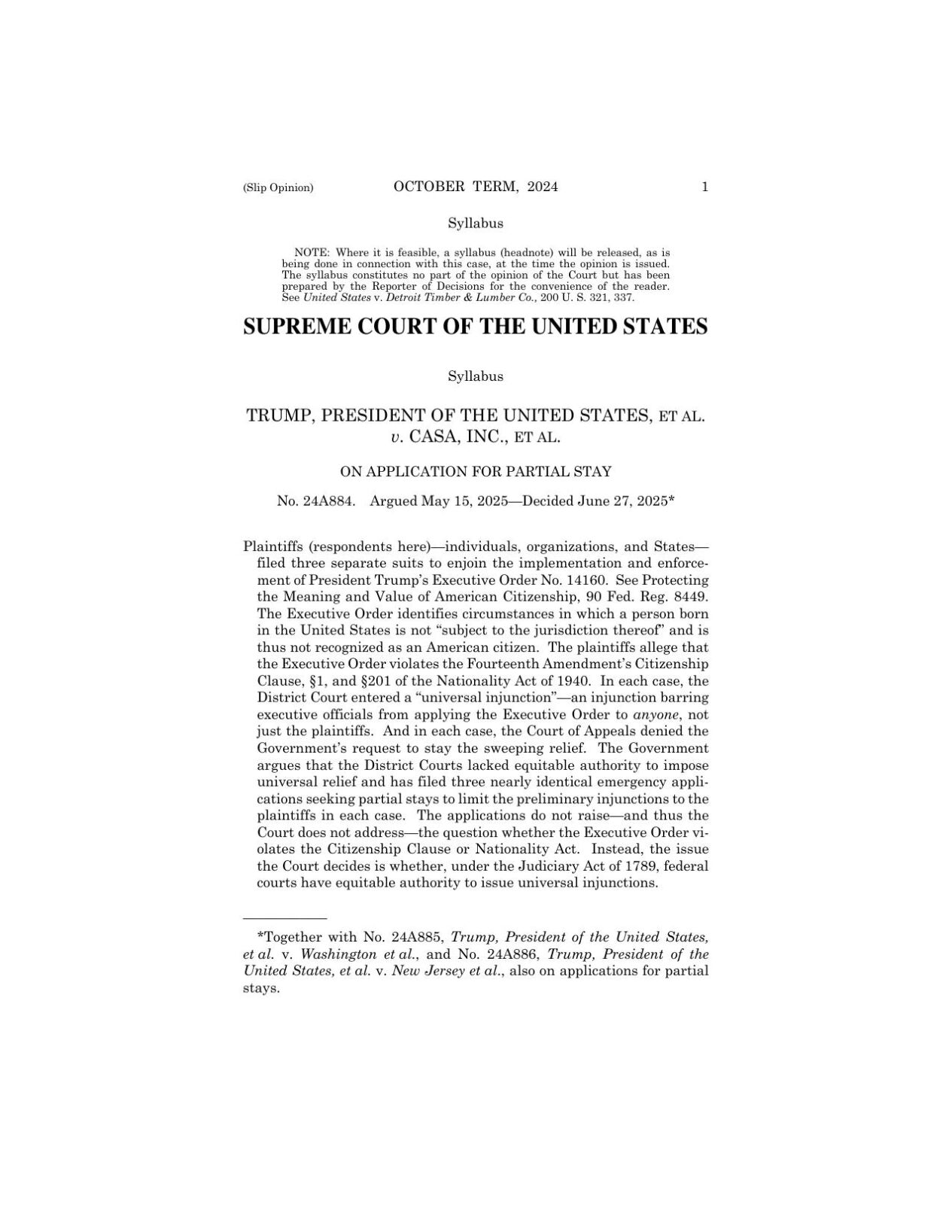 Supreme Court birthright citizenship