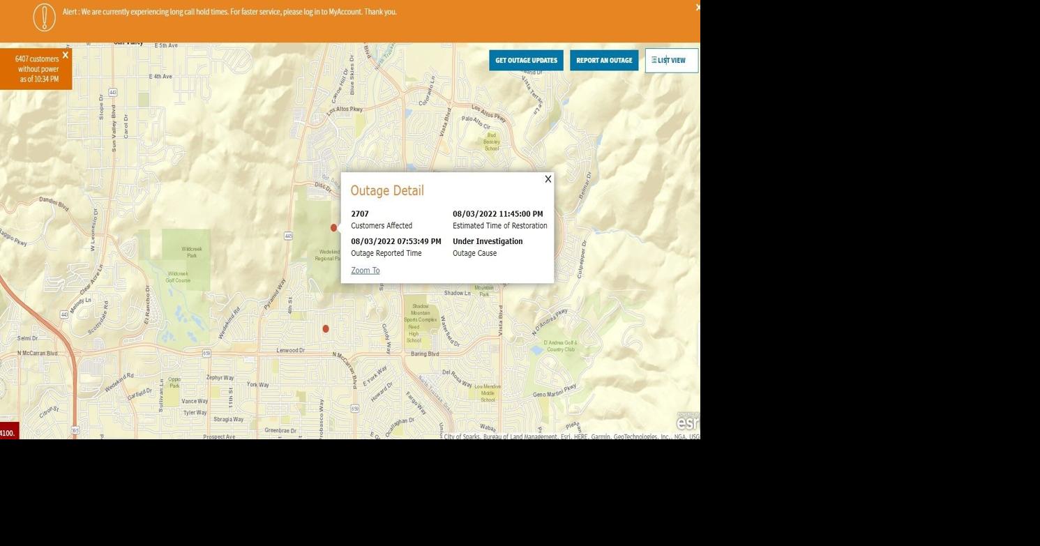 NV Energy Reports Power Outages Now Restored in RenoSparks News