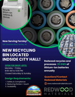 Lithium-ion battery recycling bin available at Fernley City Hall