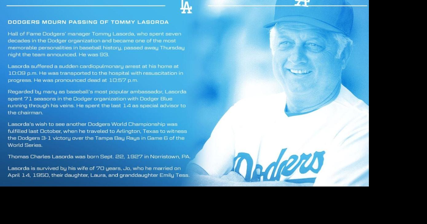 Dodgers announce death of Hall of Fame manager Tommy Lasorda