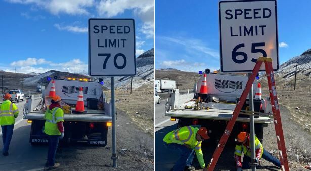 New 65 mph speed limit sign