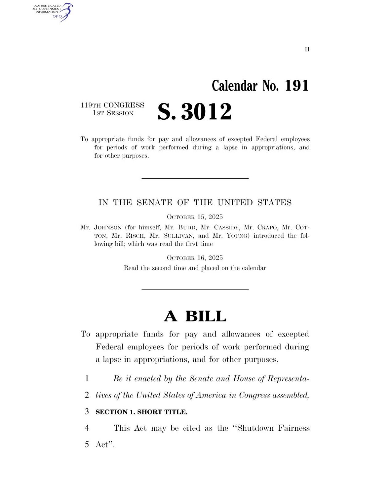 Senate government funding bill