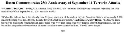 Senator Jacky Rosen statement