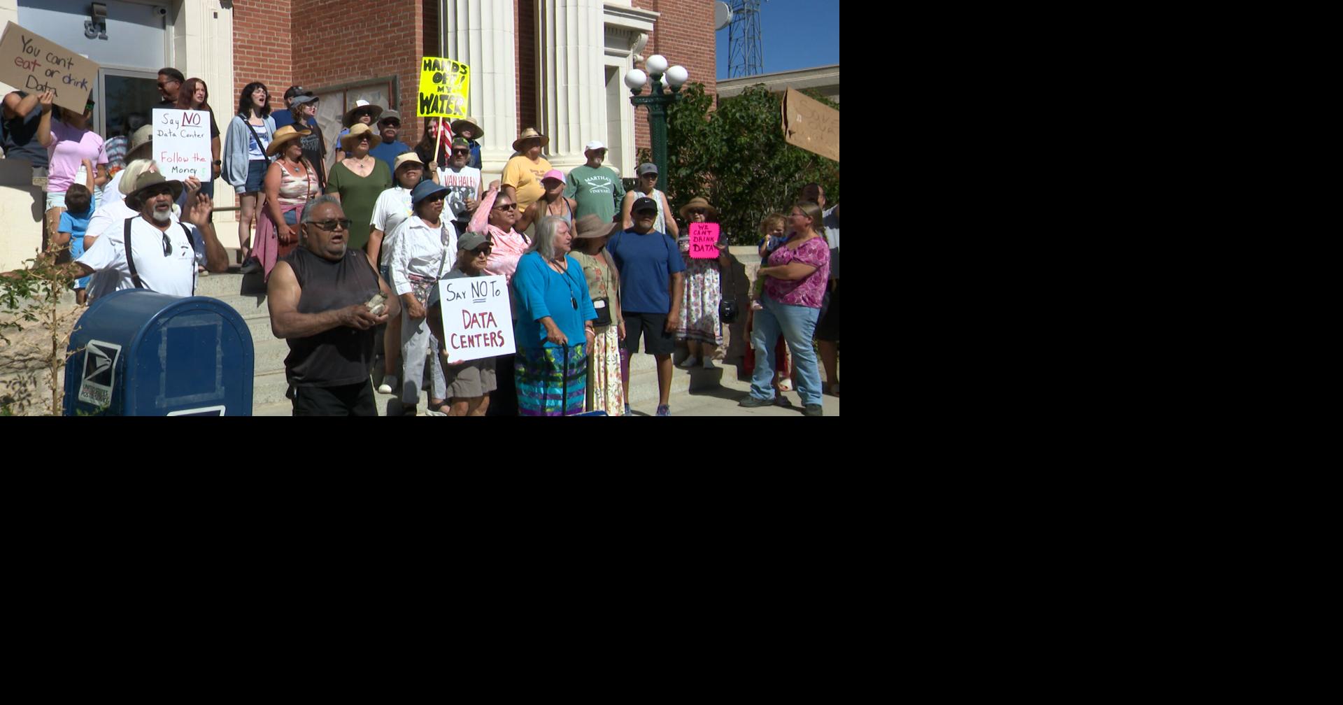 Dozens protest against planned Monarch Data Center north of Yerington