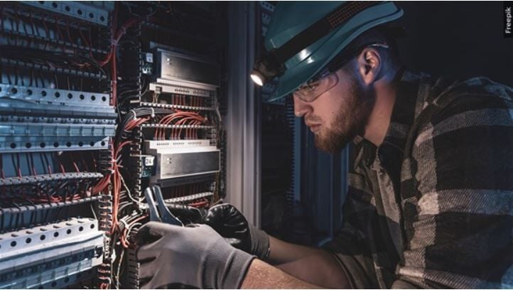 Worker in data center