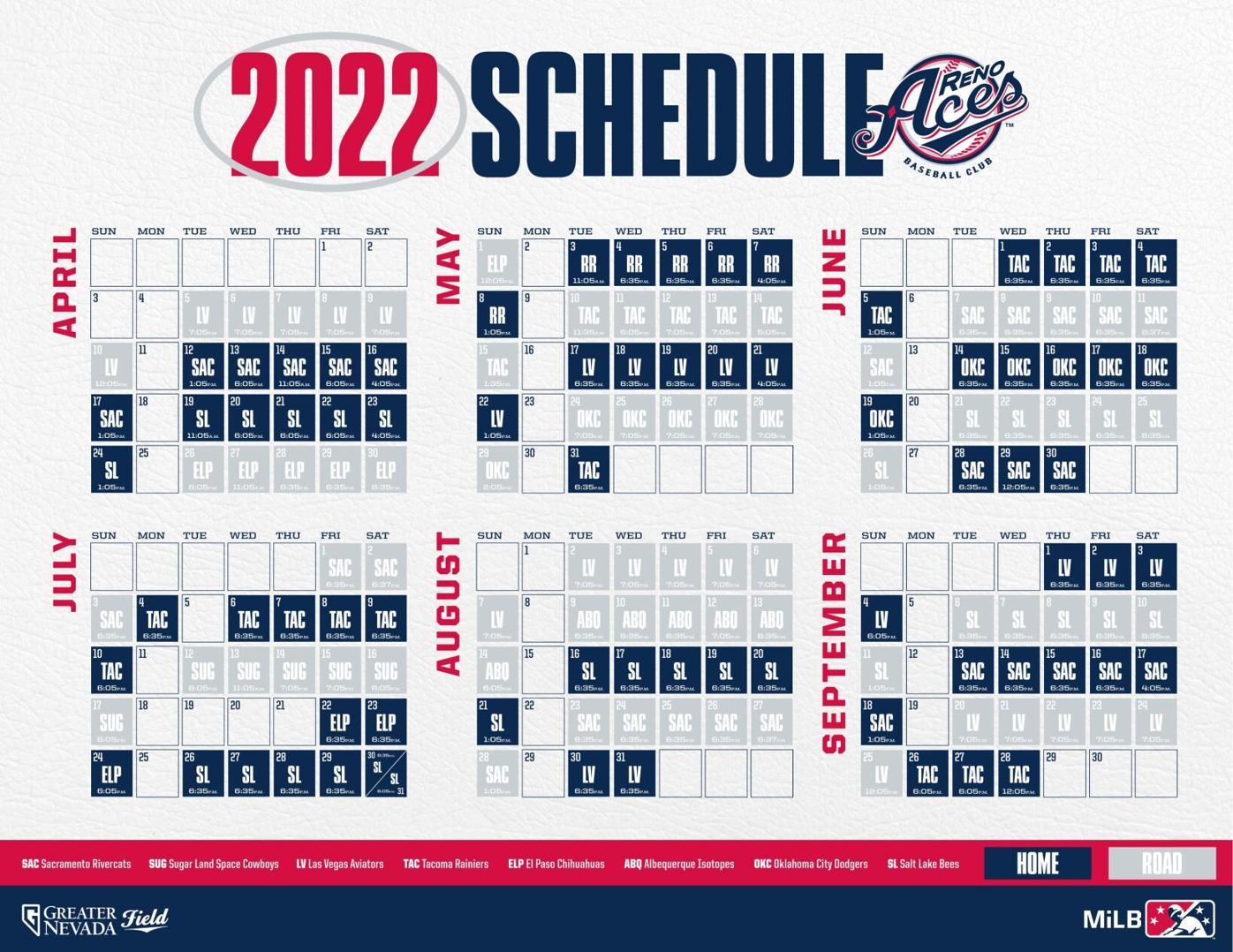 Reno Aces 2022 Schedule