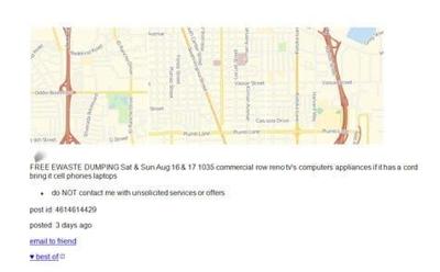 Police: Craigslist Posting About Weekend E-Waste Event Not Real