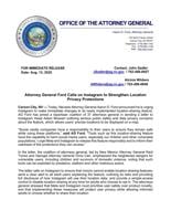 Attorney General Ford Calls on Instagram to Strengthen Location Privacy Protections