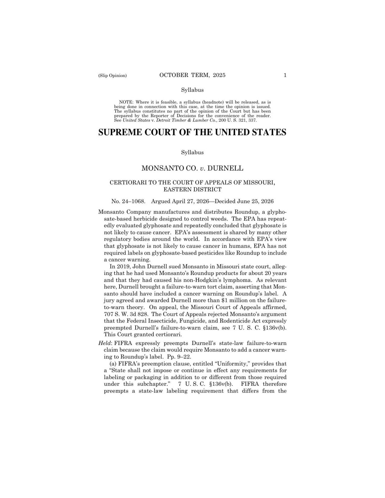 Supreme Court Roundup decision