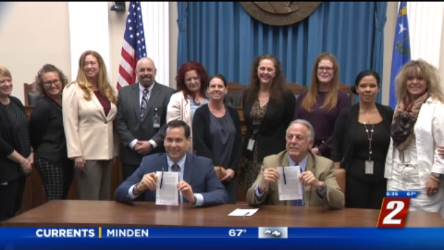 Gov. Lombardo and Sec. Aguilar sign election worker safety bill