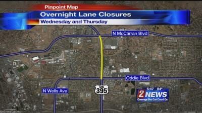 NDOT Announces Overnight U.S. 395 Lane Closures Near North McCarran Blvd.