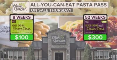 Olive Garden Pasta Pass Goes on Sale Thursday