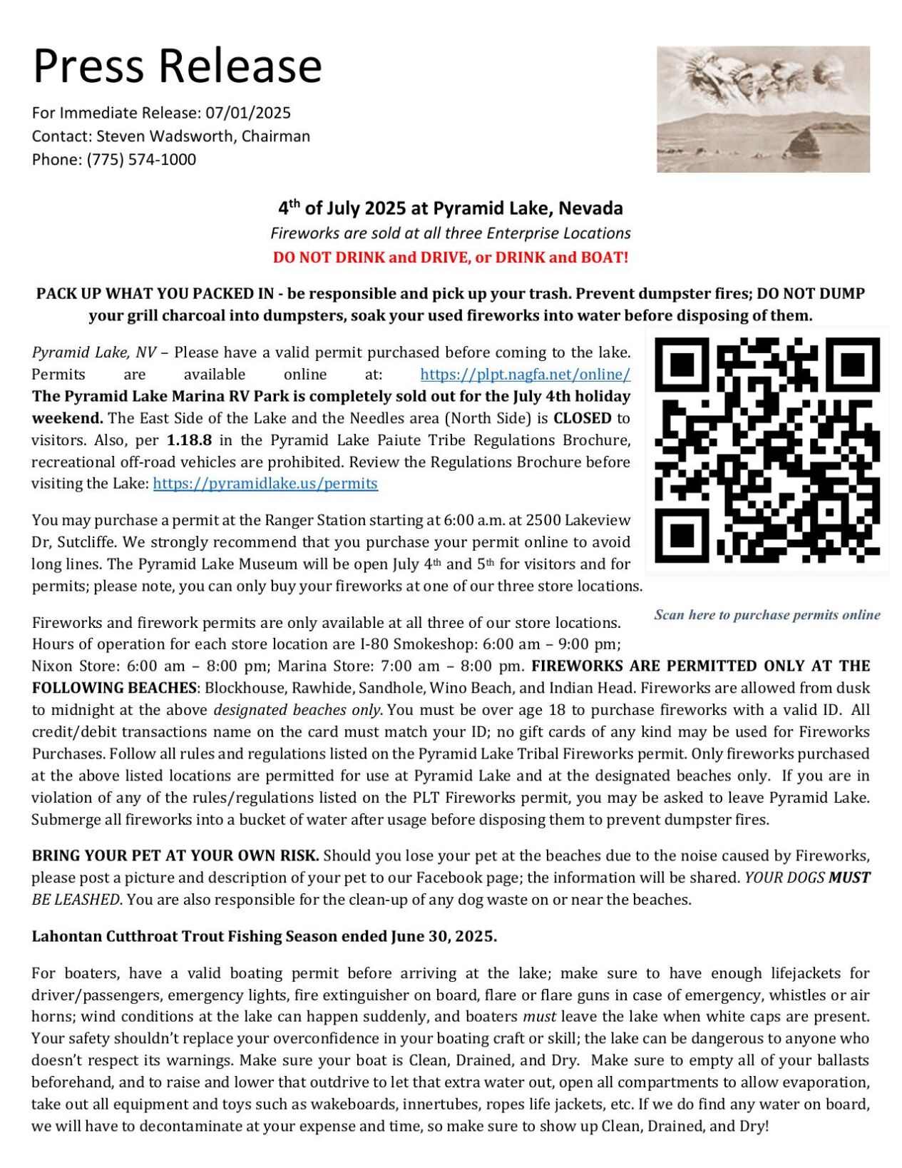 Pyramid Lake 4th of July