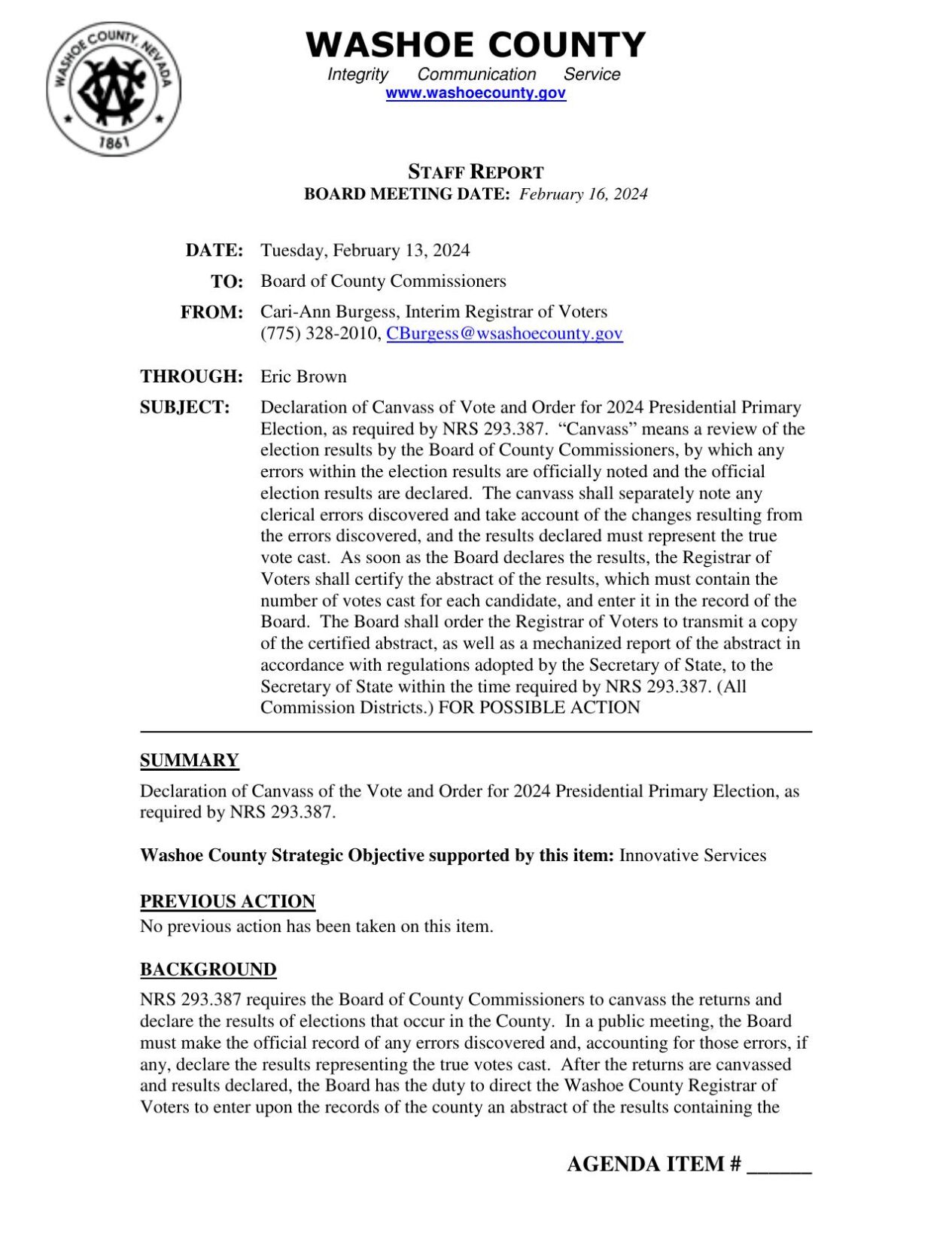 Washoe County Primary Canvass