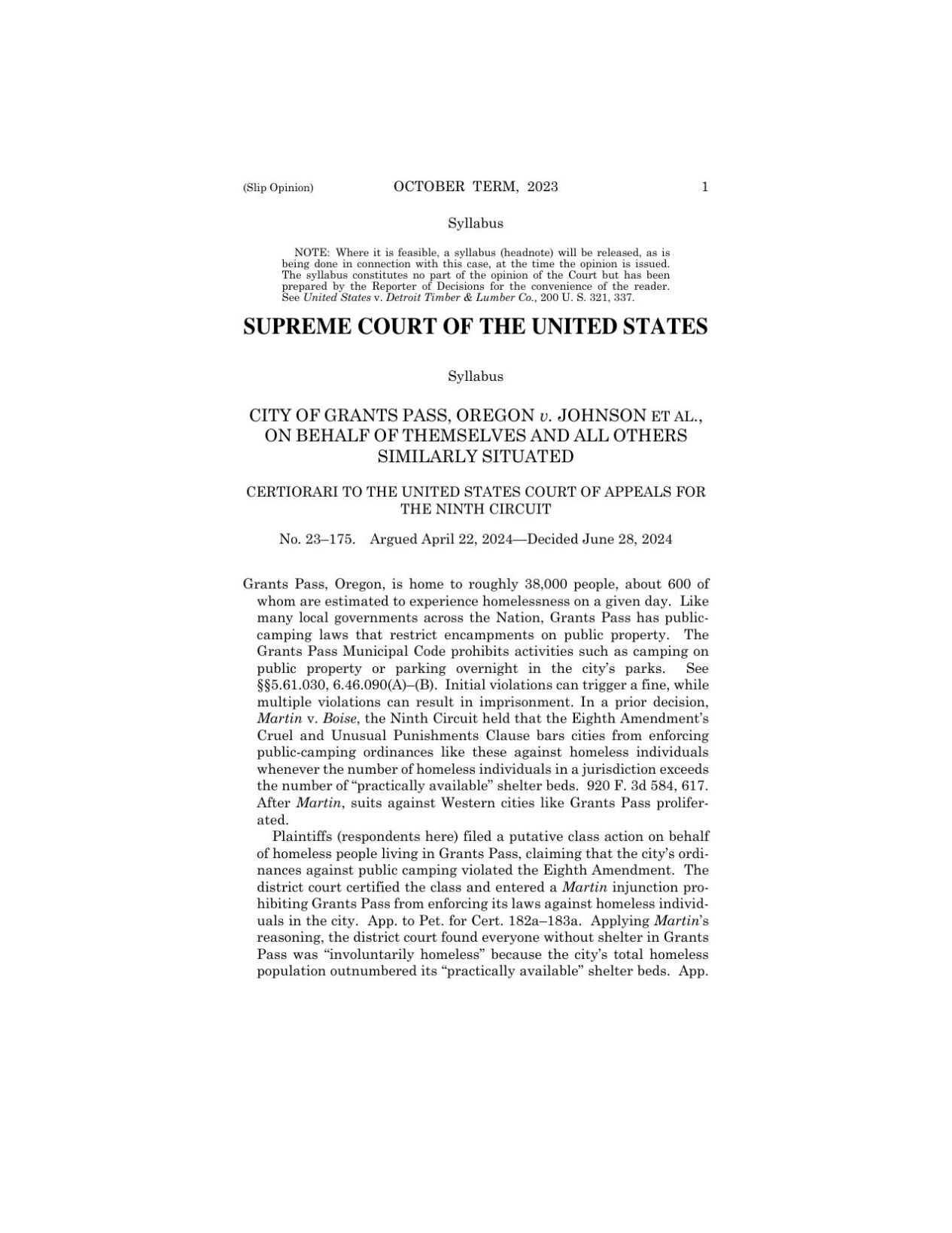 Supreme Court Grants Pass decision