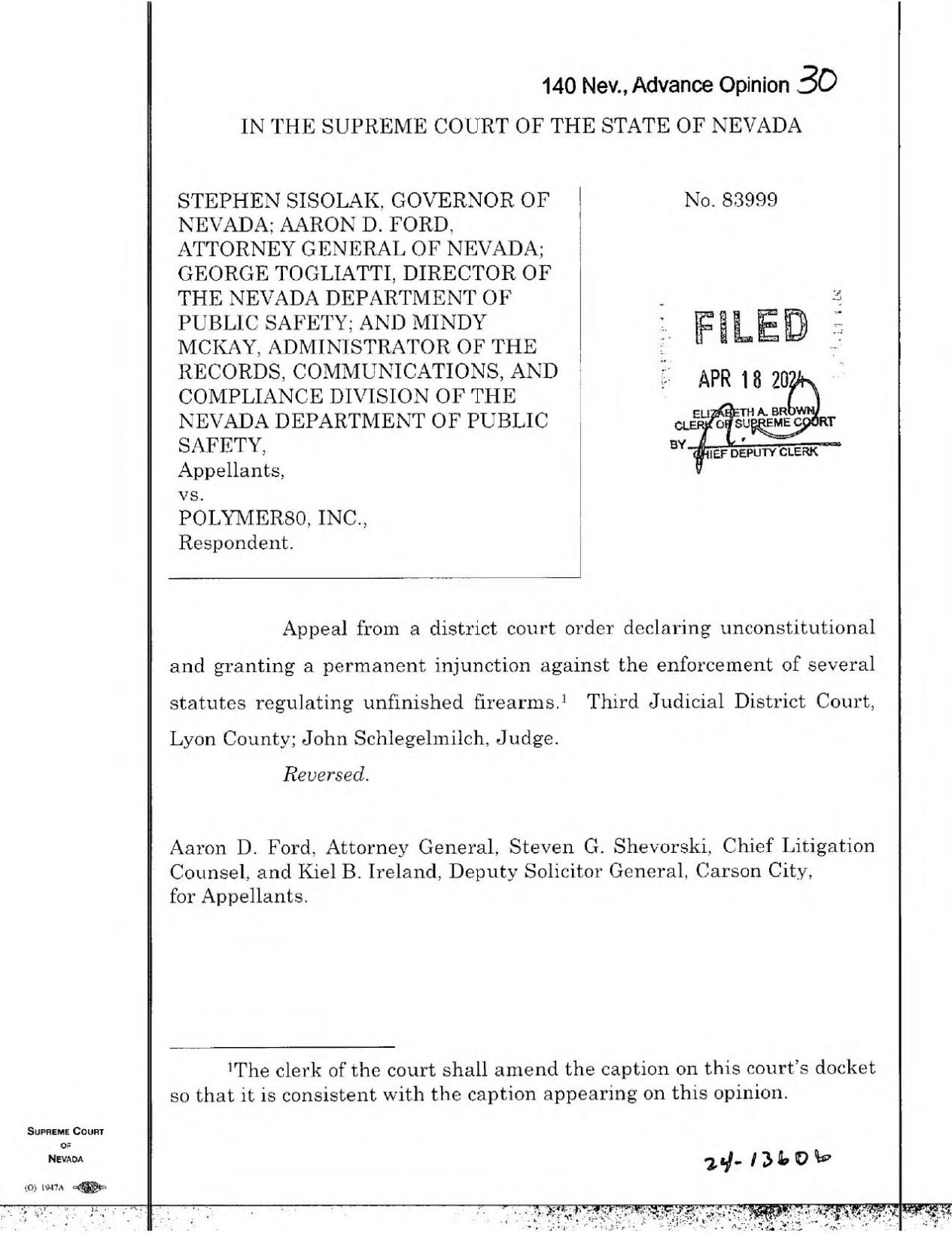 Nevada Supreme Court Ghost Gun Decision